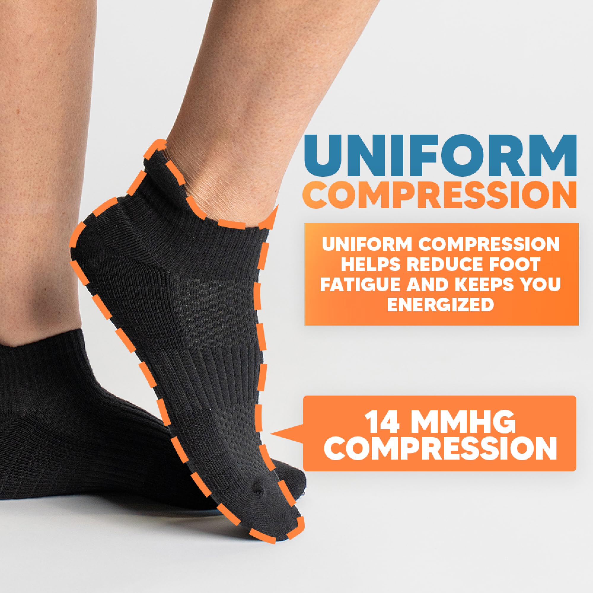 Viasox puesto con zapatillas demostrando ajuste bajo y discreto
