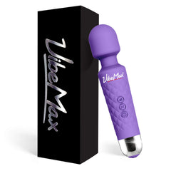 VibeMax frente del masajeador morado con diseño compacto y potencia palpable