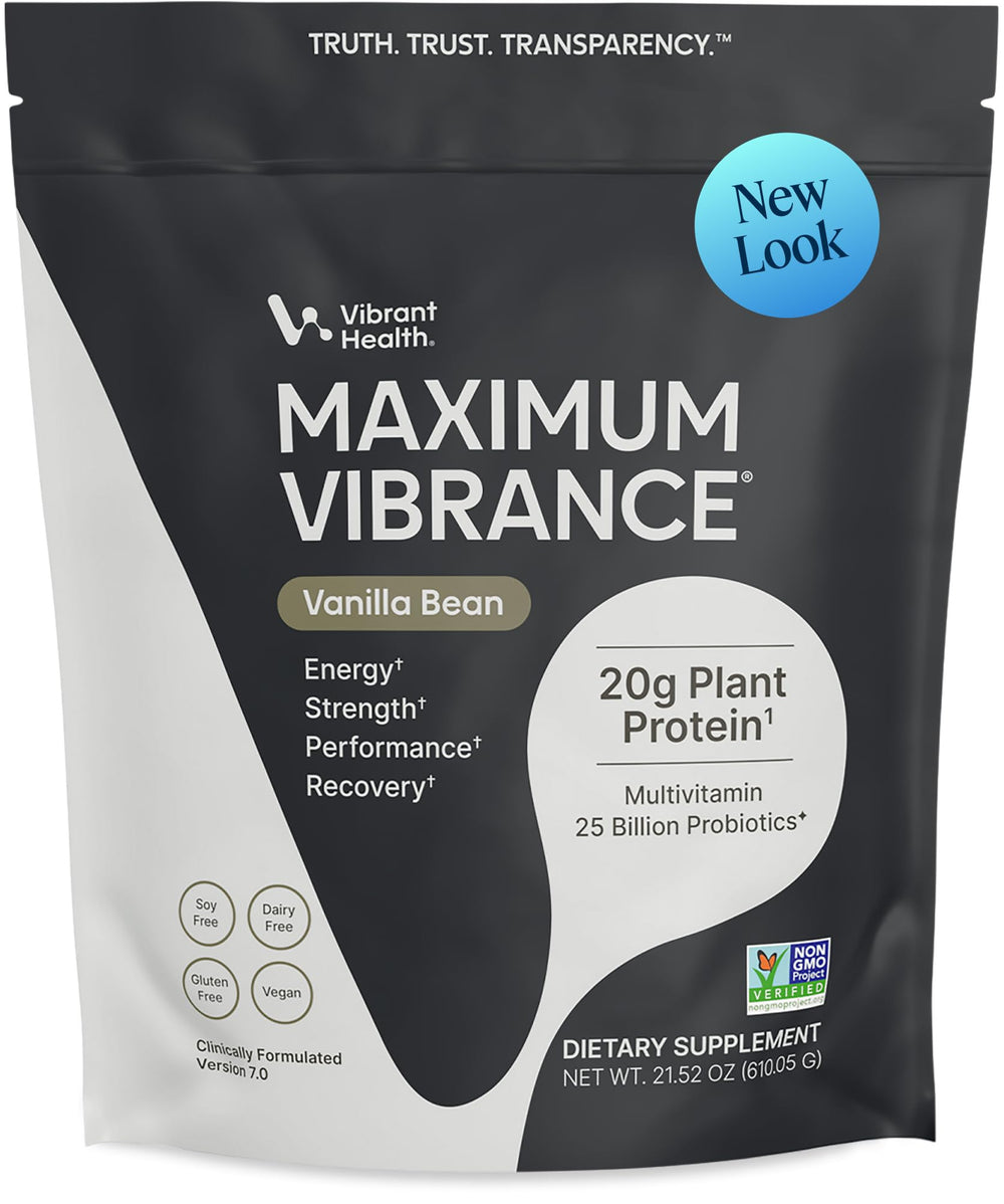 Vibrant Health bolsa frontal mostrando etiqueta clara y beneficios