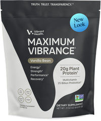 Vibrant Health bolsa frontal mostrando etiqueta clara y beneficios