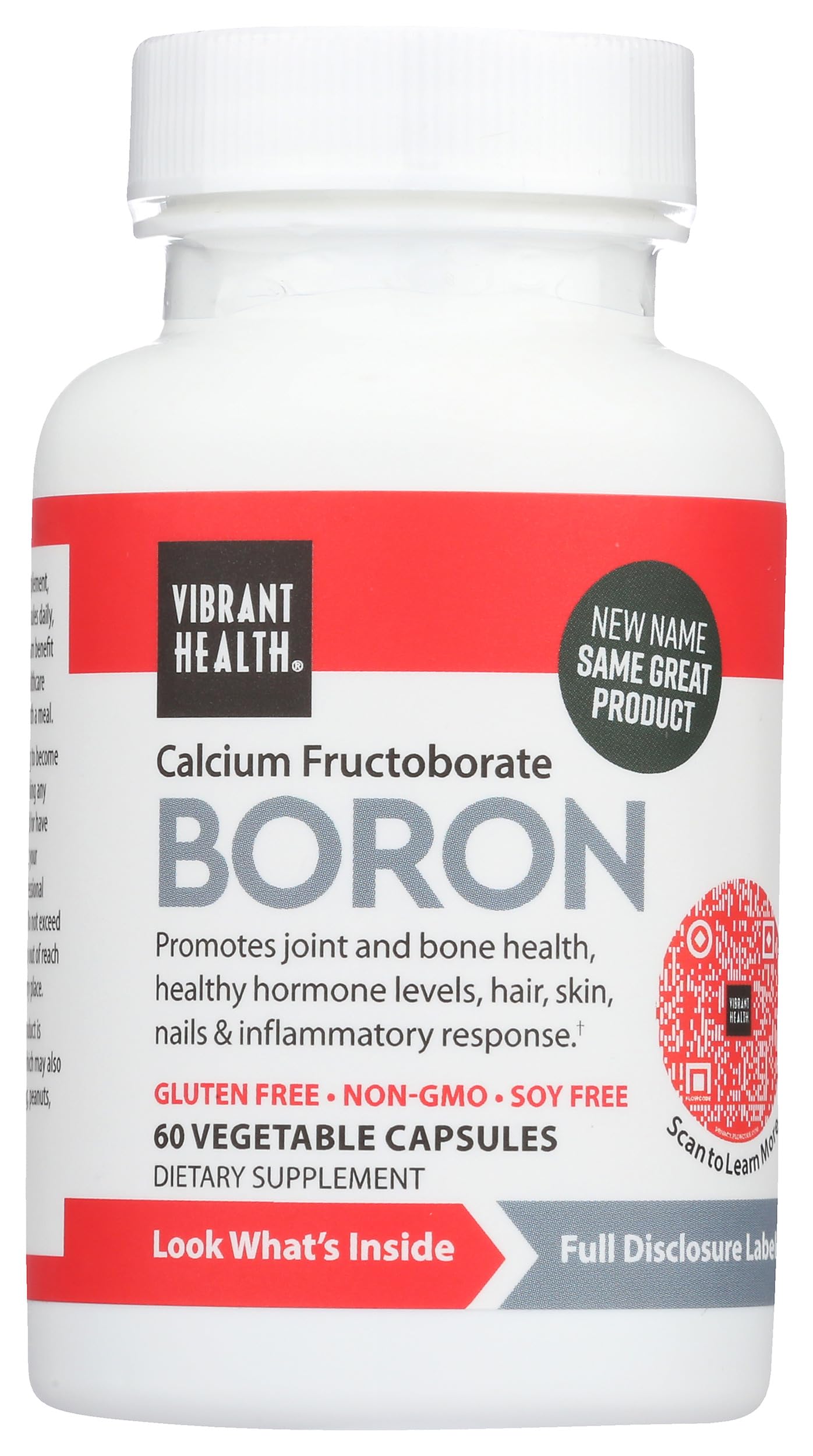 Vibrant Health detalle de etiqueta con ingredientes y dosis transparentes