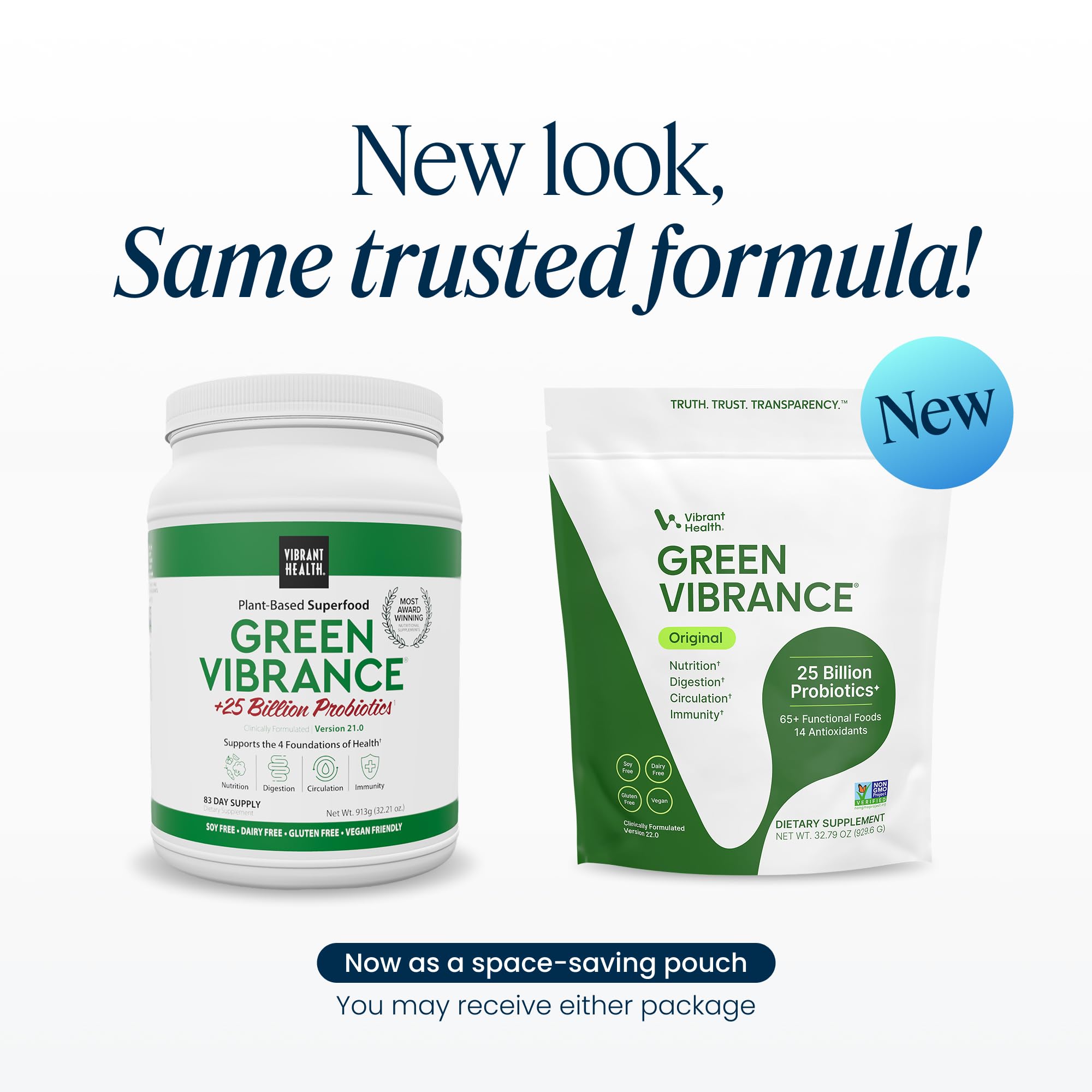 Vibrant Health polvo verde textura cerca, fácil mezcla y absorción