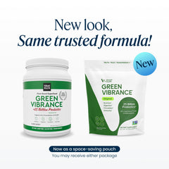 Vibrant Health polvo verde textura cerca, fácil mezcla y absorción
