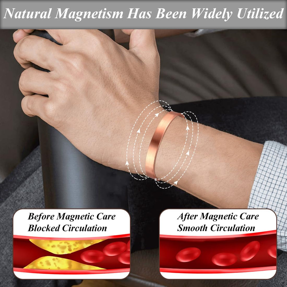 Vicmag pulsera con extremo abierto mostrando ajuste fácil
