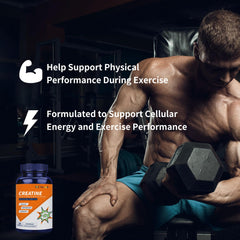 Vicwell Creatine Monohydrate capsules close up shows compact easy swallow design