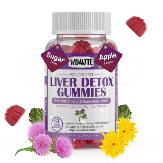 VIDAVITE gomitas frente del envase mostrando dosis y beneficio hepático