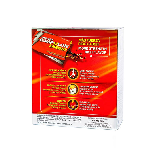 Etiqueta clara de Campolon Energy facilita la dosis y el consumo inmediato