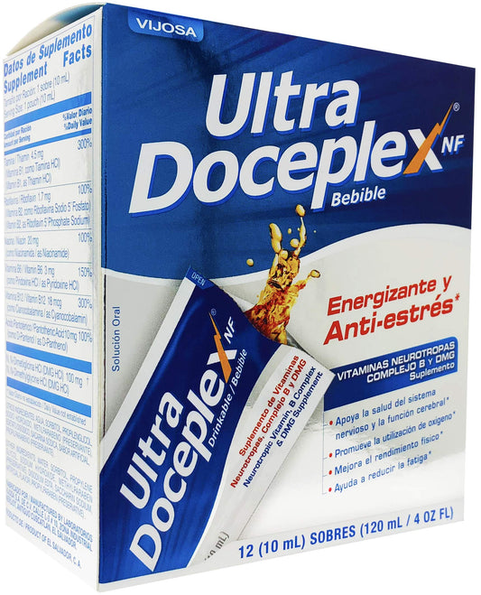VIJOSA Ultra Doceplex Energy Pouches packaging, convenient on-the-go energy support.
