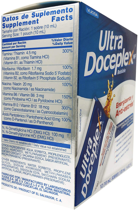 VIJOSA Ultra Doceplex Energy Pouches in a portable pouch for easy dosing.