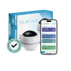 VILIM ball frontal del dispositivo mostrando diseño ergonómico y ventaja portátil