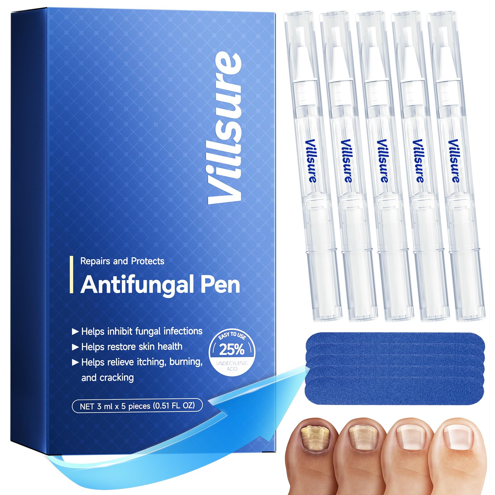Villsure bolígrafo frontal muestra diseño portátil y aplicación precisa