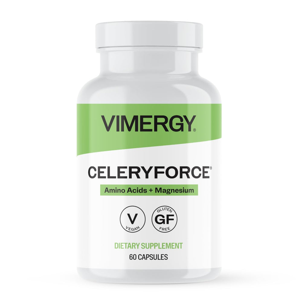 Vimergy Celeryforce frente del envase mostrando etiqueta clara y beneficios