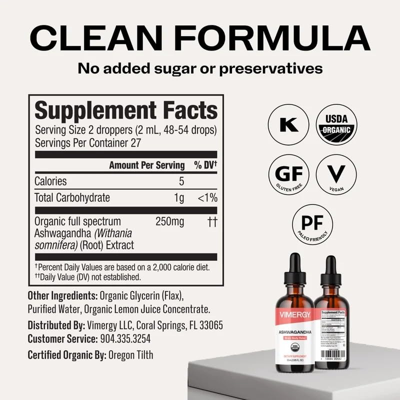 Vimergy etiqueta con lista corta de ingredientes reconocibles