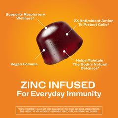 Vimergy etiqueta con lista de ingredientes orgánicos y zinc visible