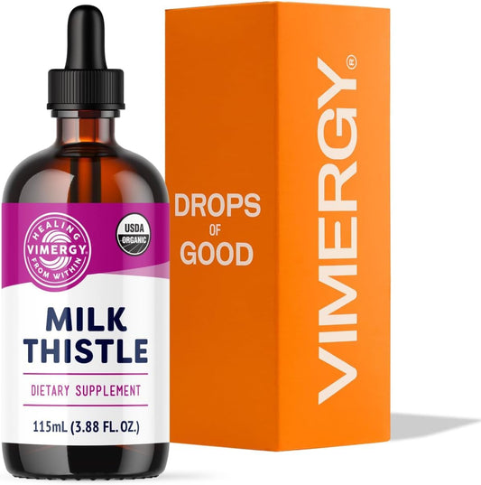 Vimergy frasco frontal mostrando etiqueta y capacidad, transmite confianza