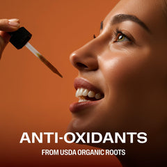 Vimergy etiqueta con certificaciones USDA organic y beneficios clean visibles