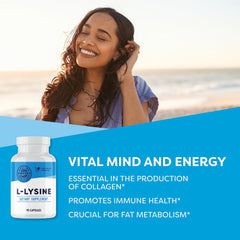 Detalle de cápsula Vimergy L-Lysine para ver textura y calidad vegana