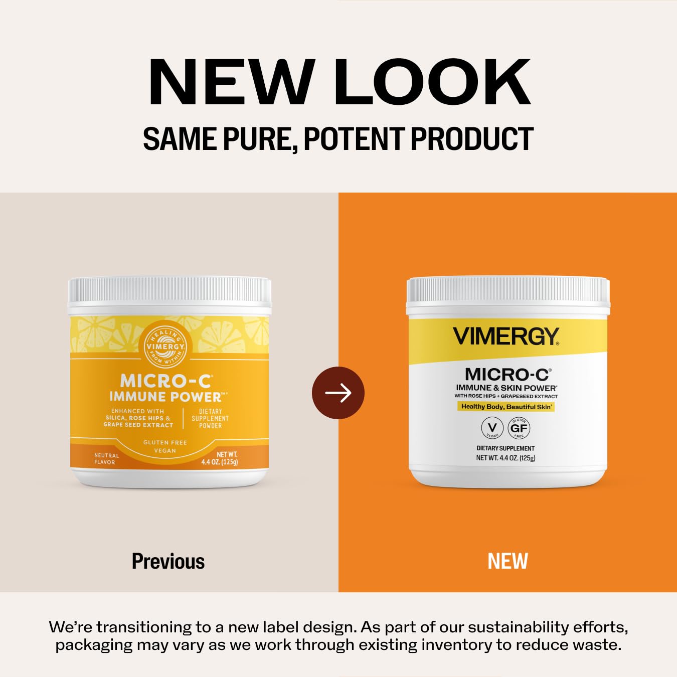 Vimergy Micro-C etiqueta con ingredientes visibles y transparencia