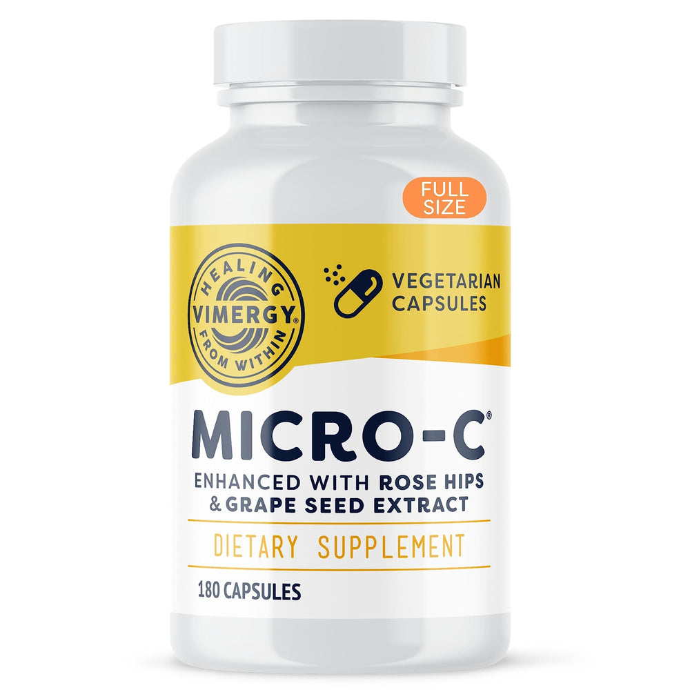 Vimergy frasco Micro-C® frente mostrando diseño y cantidad, facilita elección rápida