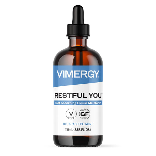 Vimergy Restful You frente del empaque mostrando presentación líquida y beneficios