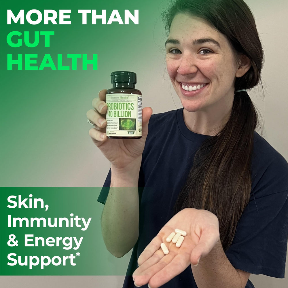 Vimerson Health ilustración de cepas probióticas destacando soporte intestinal