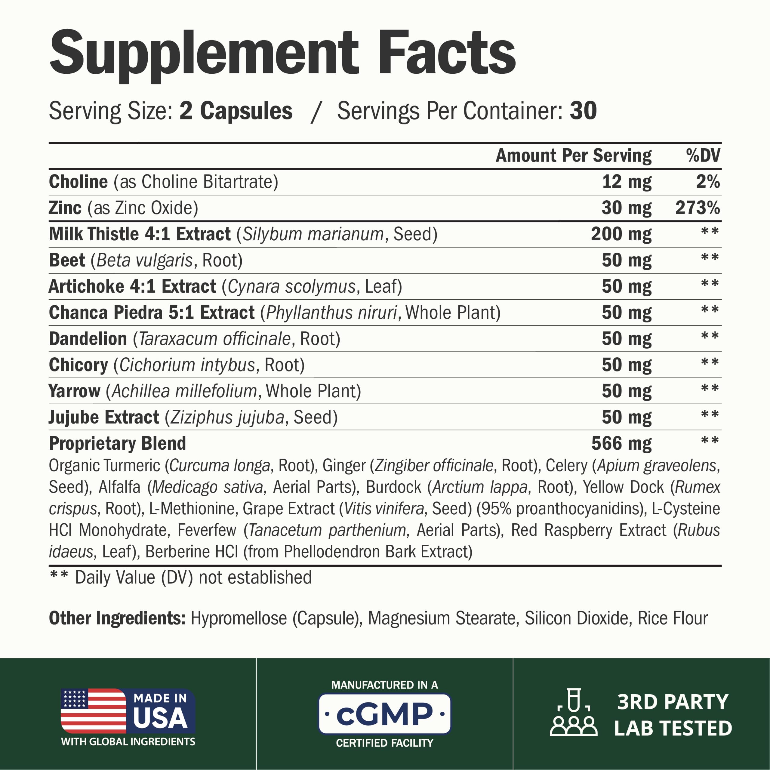 Detalle de la etiqueta Vimerson Health con lista de ingredientes y beneficios