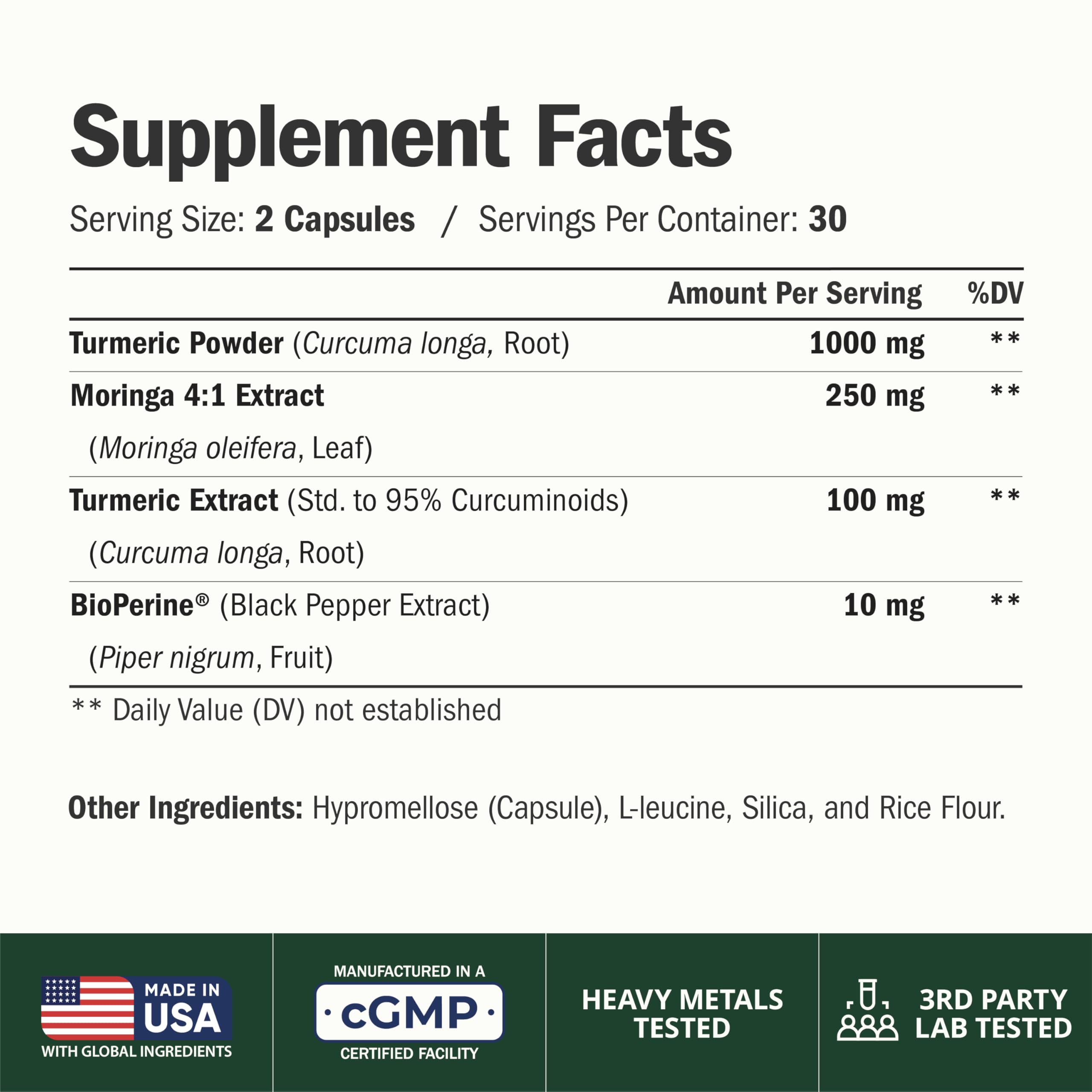 Vimerson Health etiqueta detalle de ingredientes estandarizados y calidad