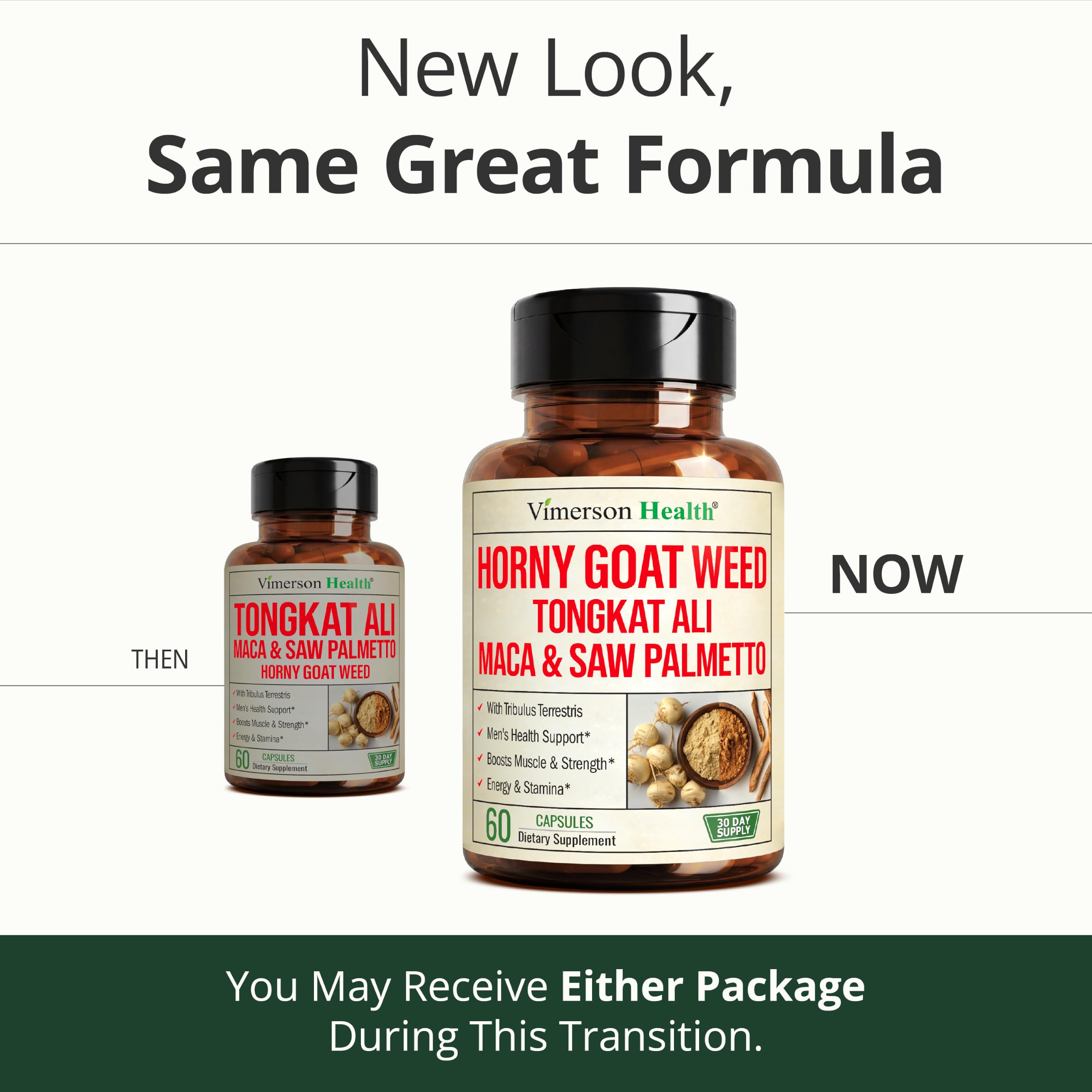 Vimerson Health frasco lateral mostrando cantidad de 60 cápsulas y dosificación