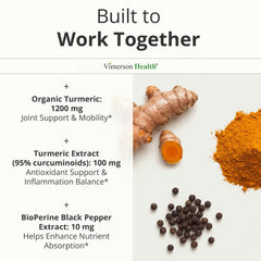 Vimerson Health polvo de cúrcuma orgánica para destacar ingrediente natural