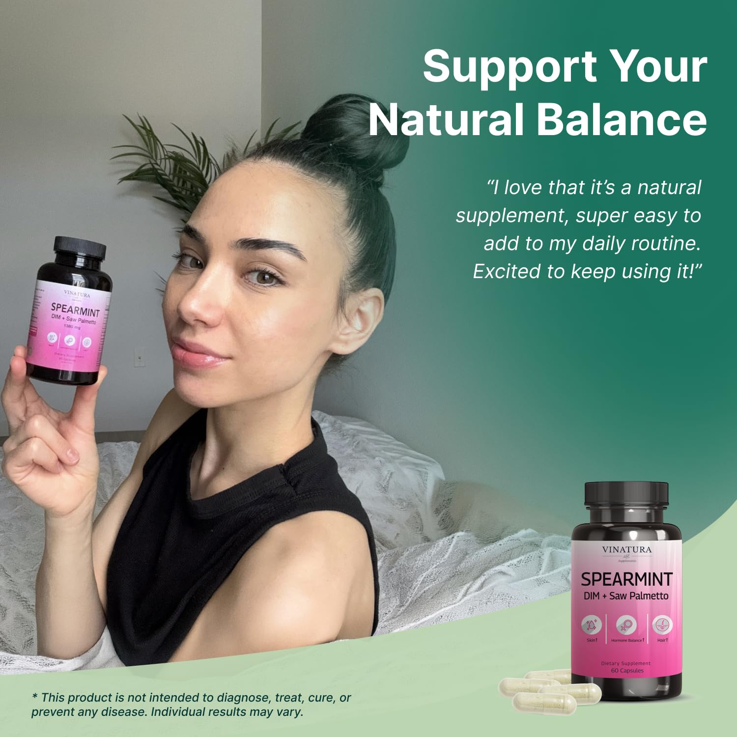 VINATURA ingredientes naturales como spearmint para apoyo al equilibrio hormonal
