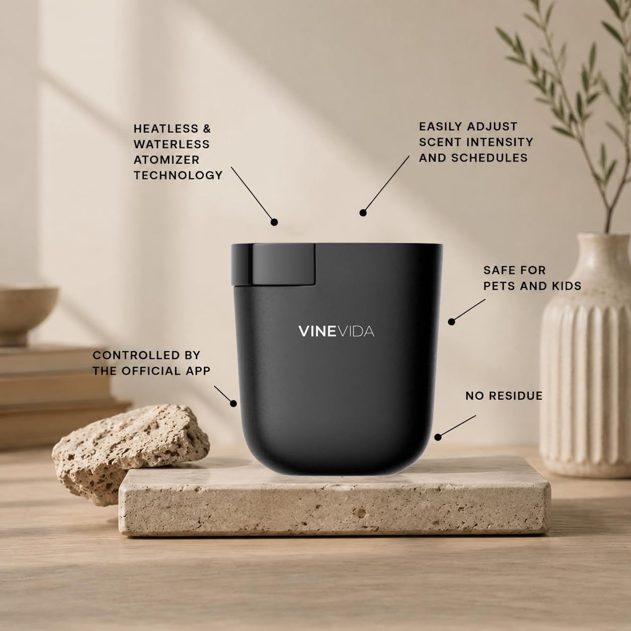 VINEVIDA detalle de textura del difusor para acabado moderno y duradero