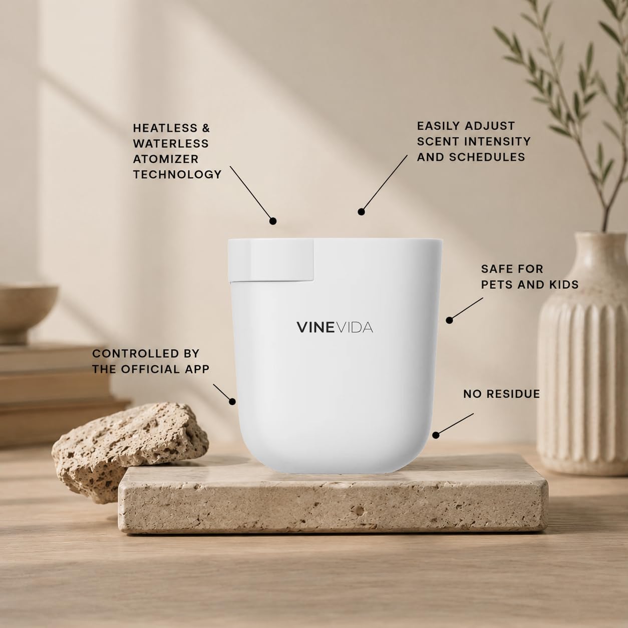 VINEVIDA difusor en salón creando ambiente acogedor