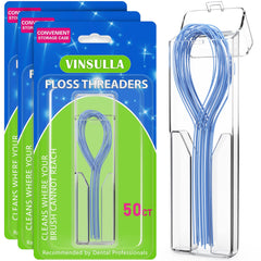 VINSULLA pack frontal mostrando 50 enhebradores y estuche, higiene portátil