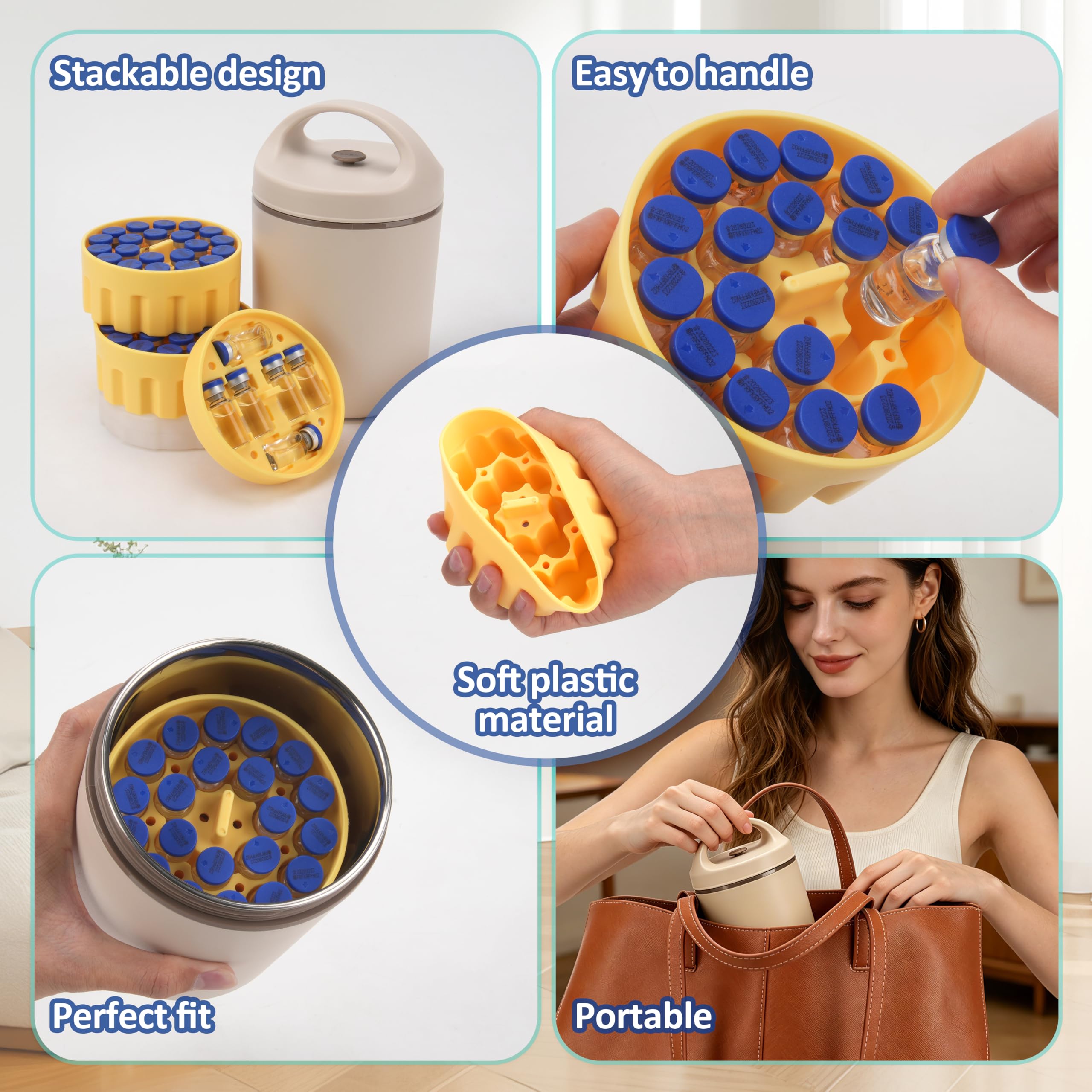 Viotiin comparación de tamaño en mano, diseño compacto y portátil