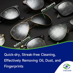 VisClear limpieza de gafas en mano, elimina huellas y polvo