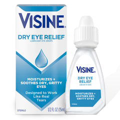 Visine envase frontal mostrando botella compacta y alivio inmediato