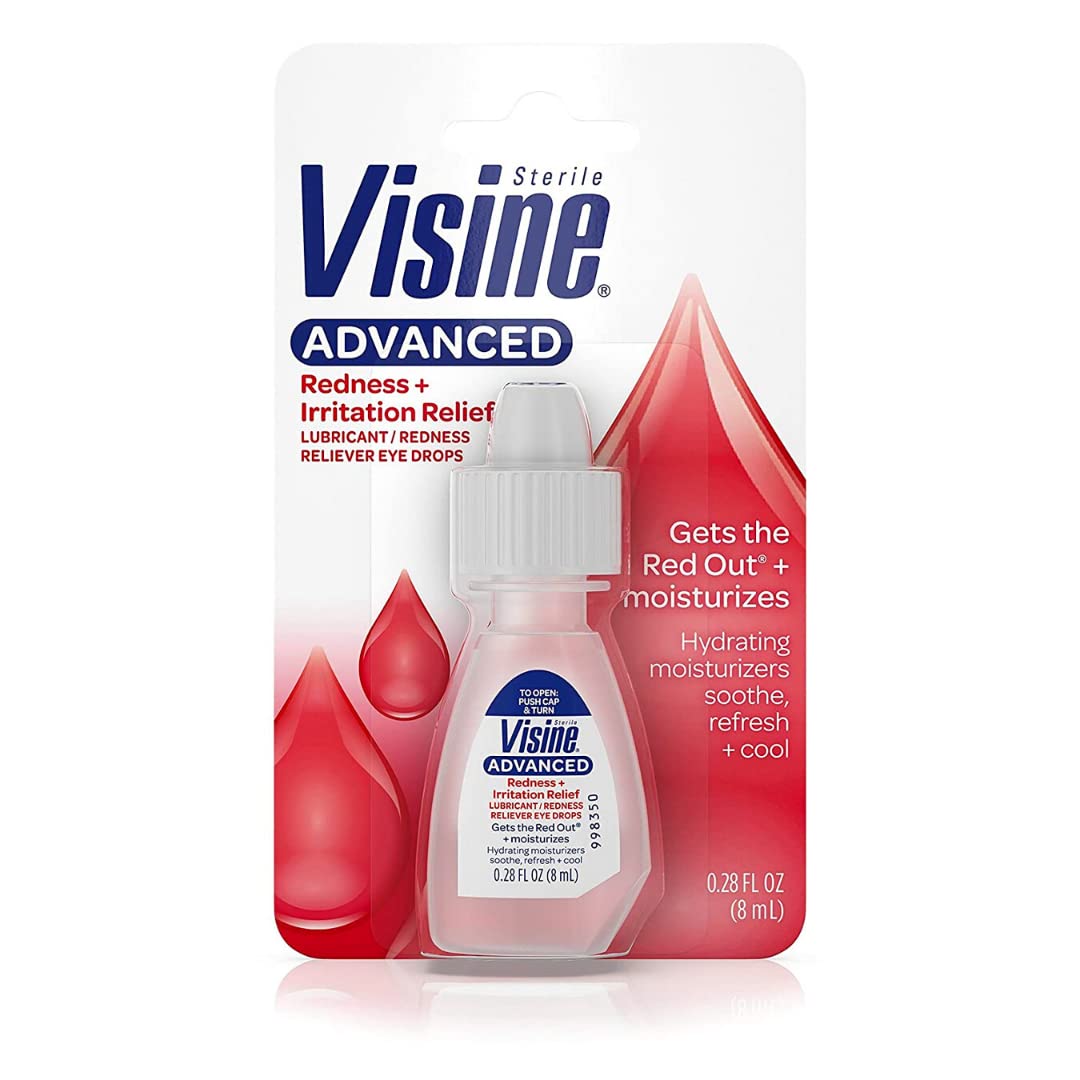 Visine frontal del envase mostrando la presentación 0,28 oz y alivio rápido