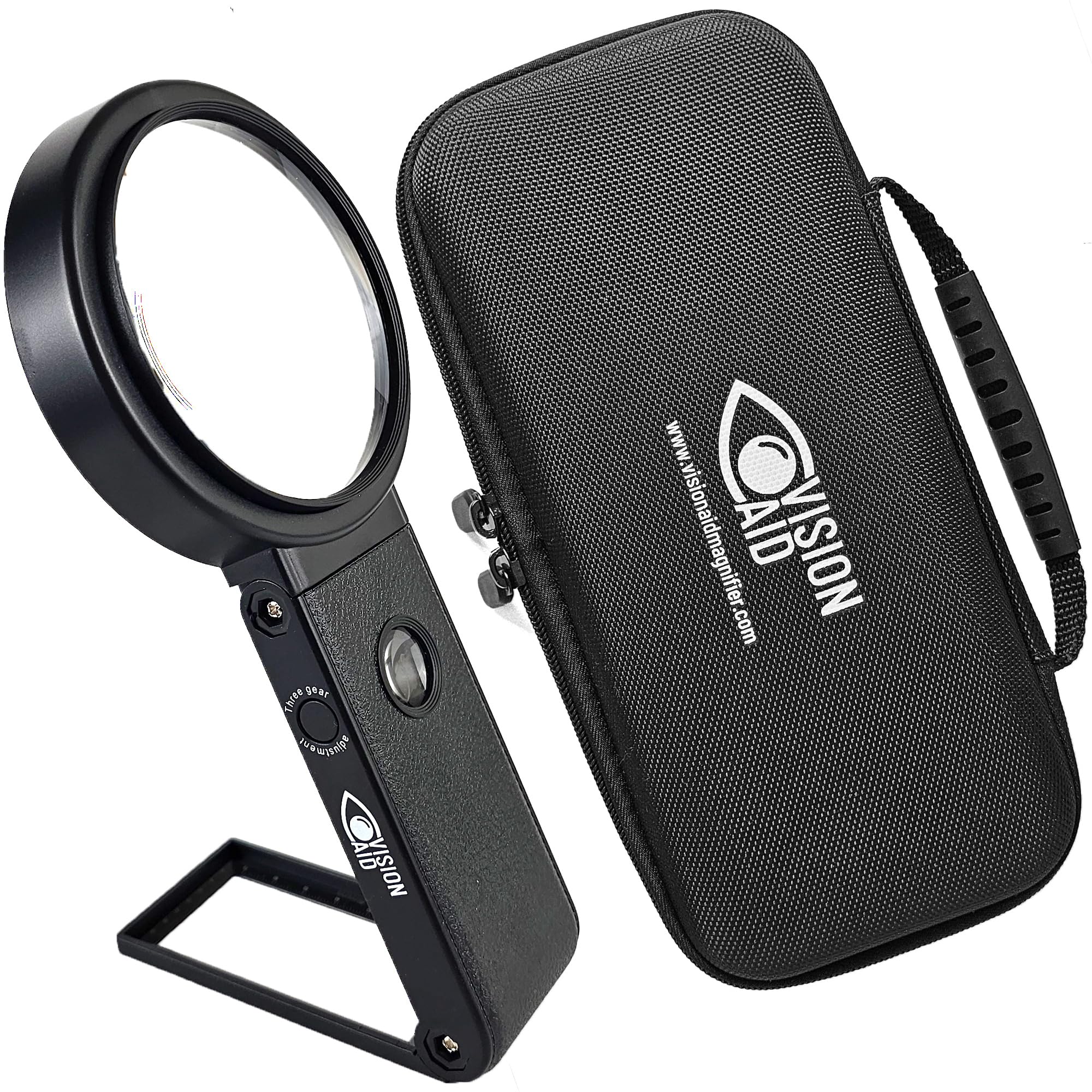 Vision Aid vista frontal con soporte estable y aumento claro