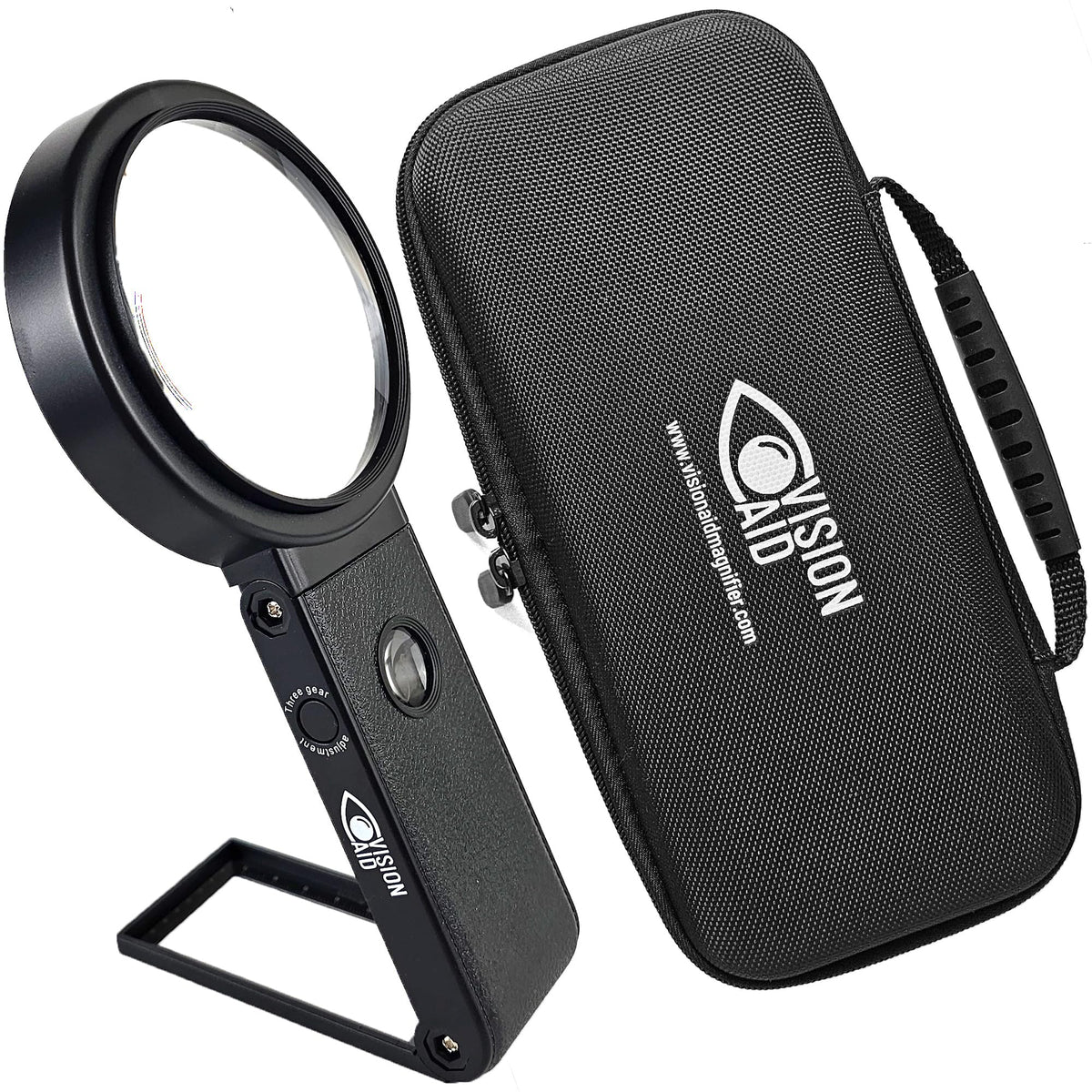 Vision Aid vista frontal con soporte estable y aumento claro
