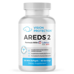 VISION PROTECTION frente del envase mostrando fórmula AREDS2 y beneficio de soporte macular