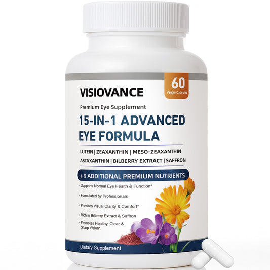 VisioVance frente del envase mostrando 60 cápsulas y beneficio práctico