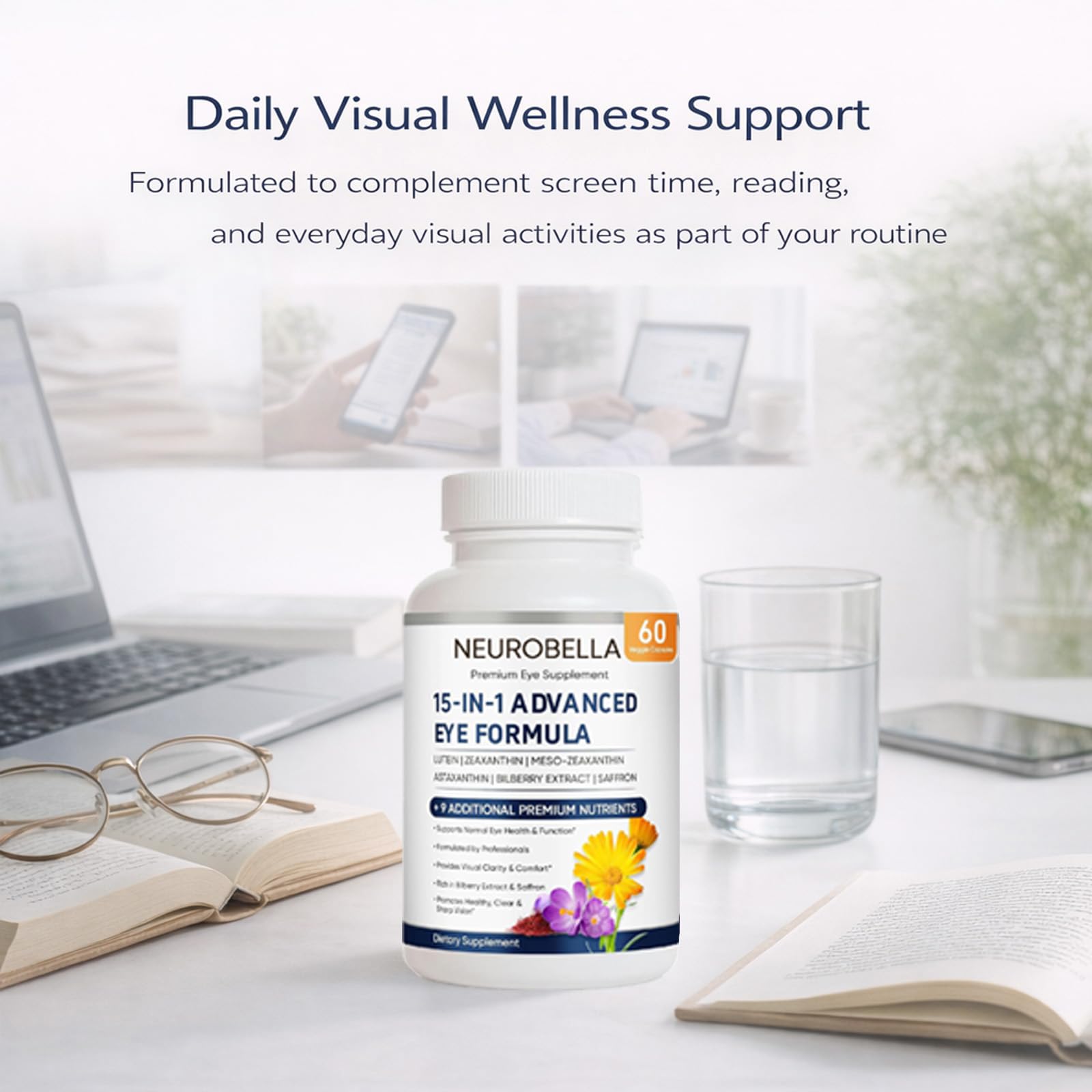VISIOVANCE etiqueta Neurobella legible con listado limpio de ingredientes