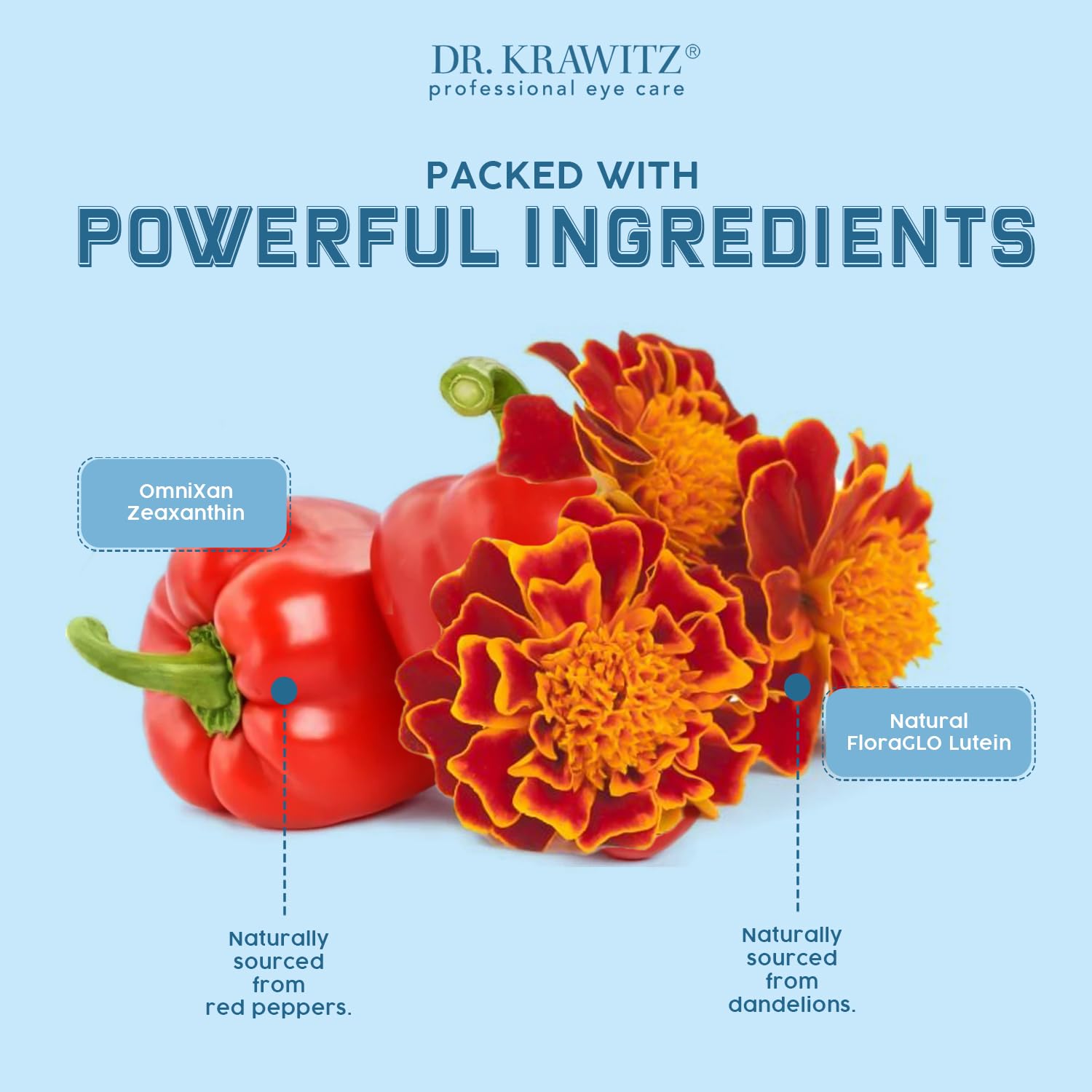 VisiVite textura de ingredientes secos, evidencia de luteína y bilberry