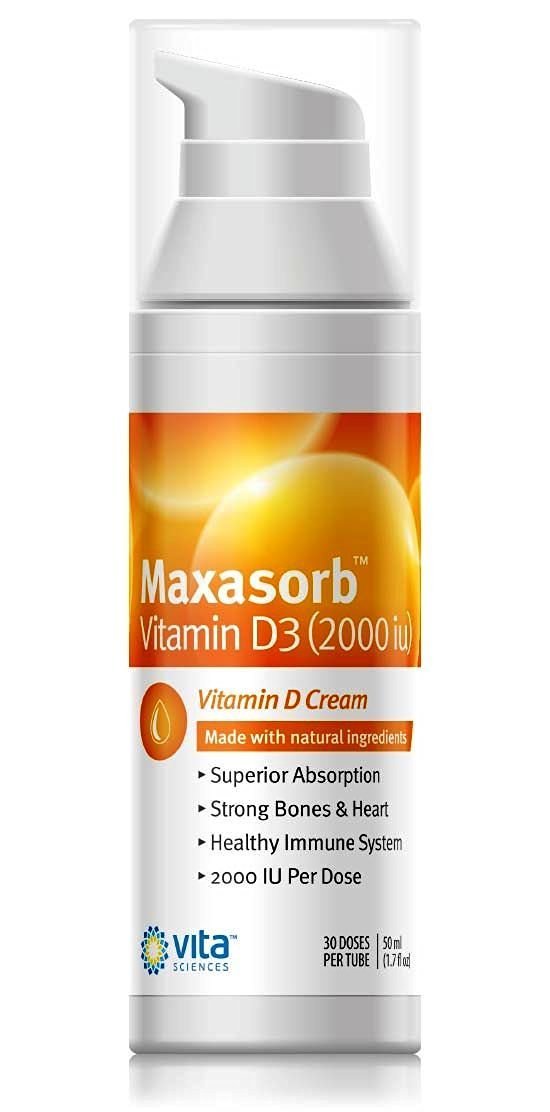 Vita Sciences Maxasorb etiqueta con ingredientes y beneficios, permite verificar fórmula limpia y sin parabenos