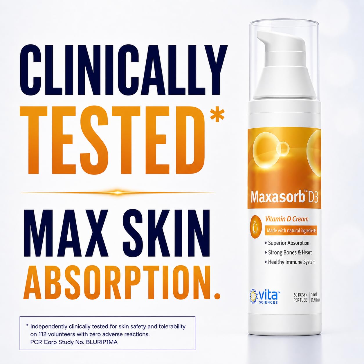 Vita Sciences frasco en mano para comparar tamaño y portabilidad