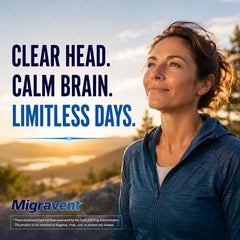 Vita Sciences Migravent cápsula junto a regla para comparar tamaño