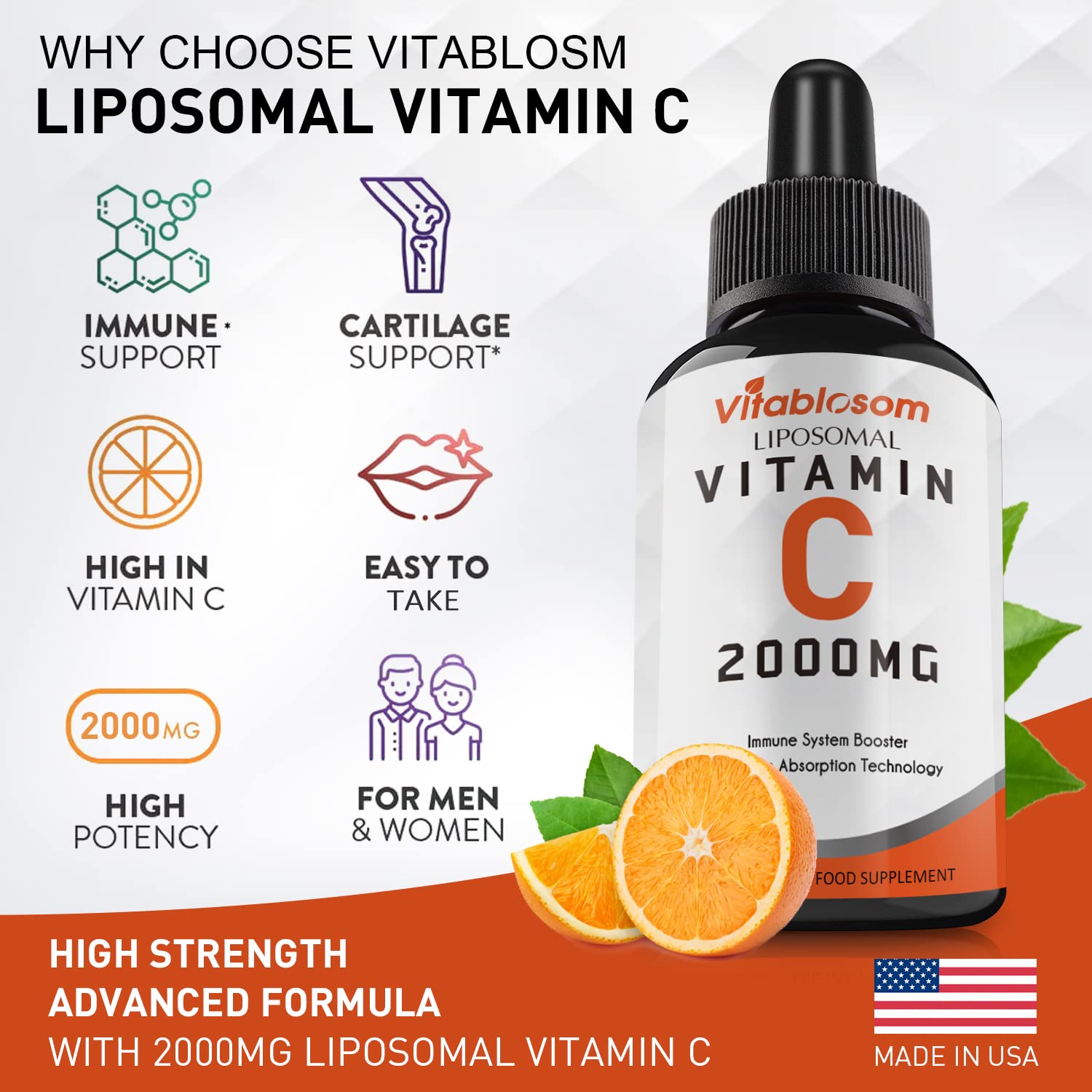 Vitablosom comparación de tamaño para visualizar 60 ml por frasco