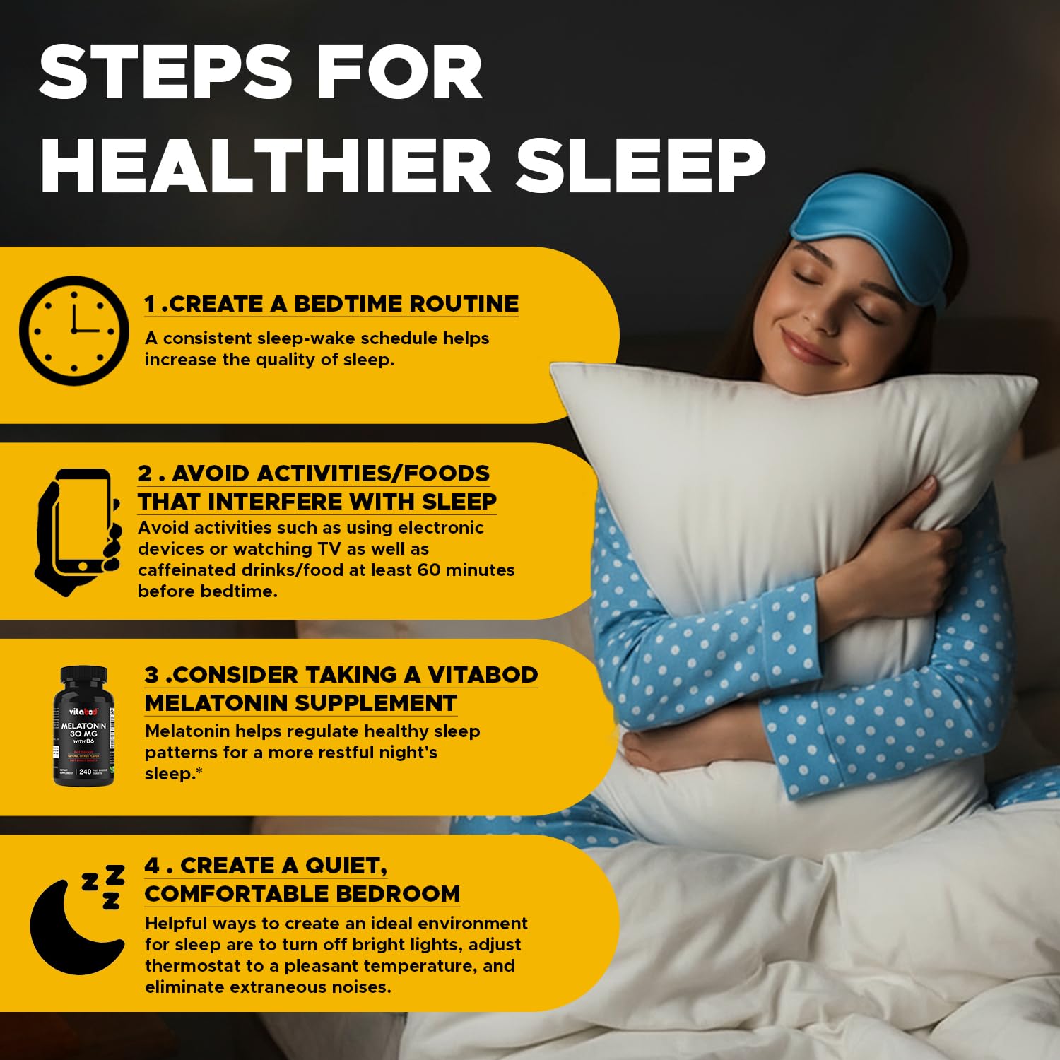 Persona usando Vitabod antes de dormir en ambiente nocturno tranquilo