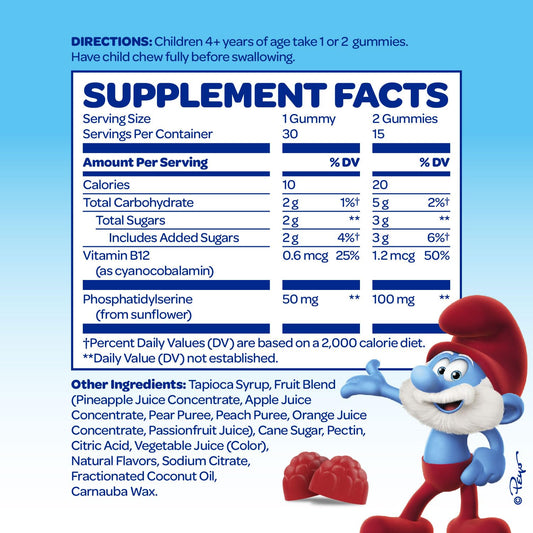 VITABURST Smurfs gomita en mano texturizada con aspecto masticable y natural