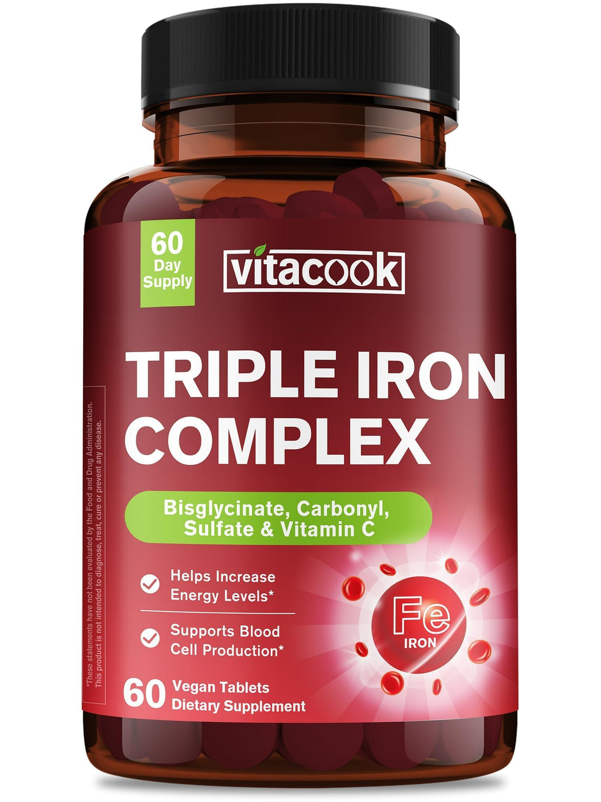 Vitacook Hierro 3en1, frasco con tabletas: soporte diario de energía